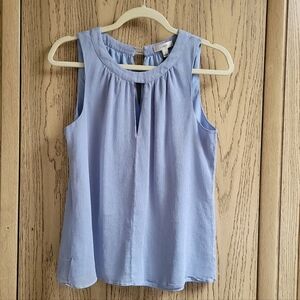 J CREW 100% SILK Top Blouse Blue Coastal Sleeveless Size 6 Minimalist Luxury